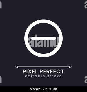 Subtraktionsschaltfläche Pixel perfekte weiße lineare ui-Symbol für dunkles Thema Stock Vektor