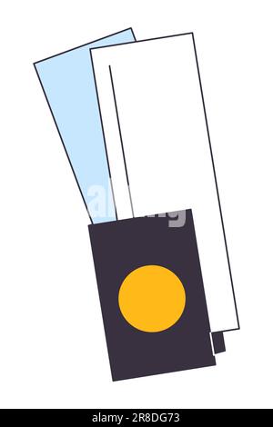 Reisepass mit Bordkarten, einfarbig isoliertes Vektorobjekt Stock Vektor