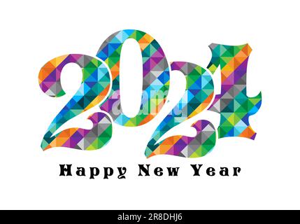2024 „Happy New Year“-Logo für die Markenidentität des Unternehmens, Reisen, Logistik, Vorlage für das Unternehmenslogo. Erstes 2024 „Happy New Year“-Logo Stock Vektor