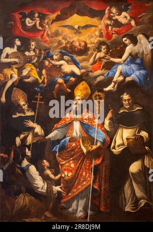 NEAPEL, ITALIEN - 23. APRIL 2023: Das Gemälde St. Biagio mit St. Anthony und Raymond von Penyafort in der Kirche Basilica di Santa Maria della Sanita Stockfoto