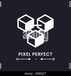 Weißes, durchgehendes Desktop-Symbol für Blockchain-Netzwerk Stock Vektor