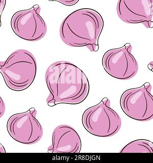 Feigenfrucht, handgezeichnet, Verpackungsdesign. Vektordarstellung. Design, Verpackung, Broschürenabbildung. Handgezeichnete Feigenfrüchte mit nahtlosem Muster. Stock Vektor