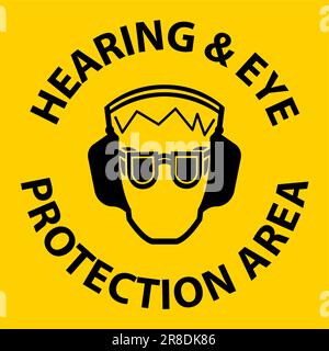 Hör- und Augenschutzschild auf weißem Hintergrund Stock Vektor