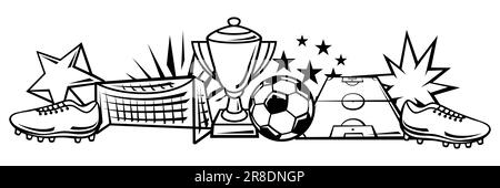Hintergrund mit Fußballsymbolen. Fußballverein-Illustration. Stock Vektor