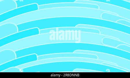 Einfacher Hintergrund aus minimalistisch hellblauen leuchtenden geometrischen Figuren, Ovale mit abgerundeten Ecken, die horizontal in Form eines Regenbogens angeordnet sind Stock Vektor