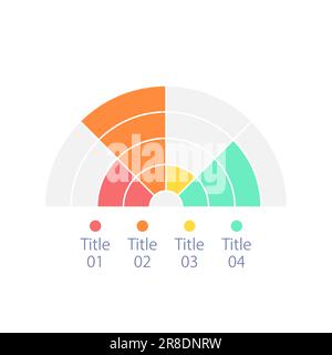 Halbkreisförmiges Design-Element für Infografik mit vier Teilen Stock Vektor