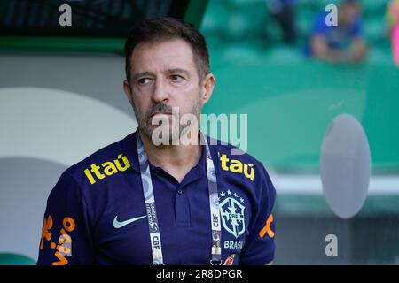 Lisboa, Portugal. 20. Juni 2023. Ramon Menezes, Trainer von Brasilien, während des Freundschaftsspiels zwischen Brasilien und Senegal am Dienstag, den 20. Juni 2023, im Estádio José Alvalade in Lissabon, Portugal. (Foto: Bruno de Carvalho) Kredit: Brazil Photo Press/Alamy Live News Stockfoto