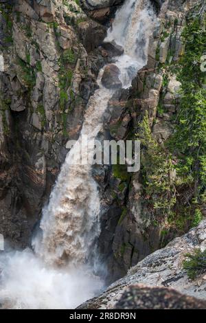 Leavitt Falls und Leavitt Meadow befinden sich auf der Ostseite des Sonora Pass in der Sierra Nevada von Kalifornien. Stockfoto