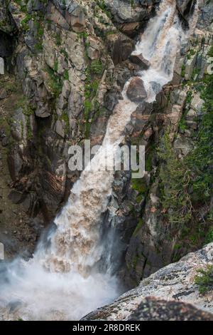 Leavitt Falls und Leavitt Meadow befinden sich auf der Ostseite des Sonora Pass in der Sierra Nevada von Kalifornien. Stockfoto