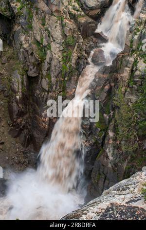 Leavitt Falls und Leavitt Meadow befinden sich auf der Ostseite des Sonora Pass in der Sierra Nevada von Kalifornien. Stockfoto