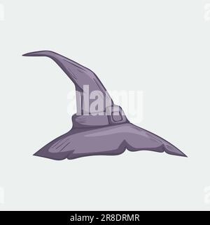 Vektordarstellung eines handgezeichneten lila Hexenhutes. Stock Vektor