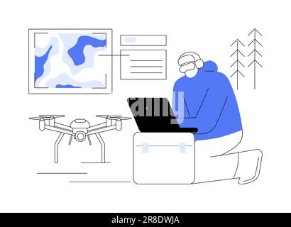 Verwenden Sie Drohnen mit Fernerkundung, abstrakte Vektordarstellung. Stock Vektor