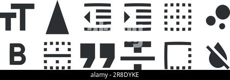 Editor für 12-Symbole. Vektordarstellung von Symbolen für dünne Linien. Moderner Trend im Stil. Für Mobilgeräte und Web. Große UI-Symbolgruppe in flachem Design. UI an Stock Vektor