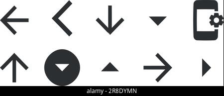 Set mit 10 Symboldarstellungen. Kreative Unternehmenslösungen – Symbolsatz. Symbol "Qualität festlegen". Linearer Symbolsatz. Große UI-Symbolgruppe in flachem Design. UI und UX Stock Vektor