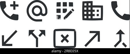 Satz von 10 Symbolen Texteditor. A festgelegte Vektorsymbole. Umreißen Sie isolierte Zeichen. Für Mobilgeräte und Web. Große UI-Symbolgruppe. UX-BENUTZEROBERFLÄCHE Stock Vektor