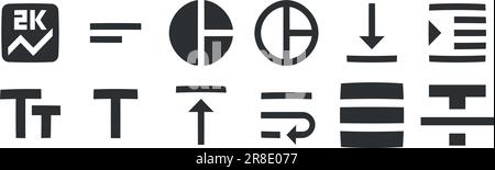 Editor für 12-Symbole. Collection mit Zeilensymbolen. Moderner Trend im Stil. Linearer Symbolsatz. Große UI-Symbolgruppe in flachem Design. Vektordarstellung Stock Vektor