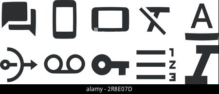Satz von 10 Symbolen Texteditor. Collection mit Zeilensymbolen. Moderner Trend im Stil. Linearer Symbolsatz. Große UI-Symbolgruppe. UI und UX Stock Vektor