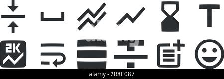 Editor für 12-Symbole. Kreative Unternehmenslösungen – Symbolsatz. Einfacher Satz. Für Mobilgeräte und Web. Große UI-Symbolgruppe. UI und UX Stock Vektor