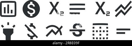 Editor für 12-Symbole. A festgelegte Vektorsymbole. Symbol "Qualität festlegen". Linearer Symbolsatz. Dünn gefüllte Symbolpakete. UI und UX Stock Vektor