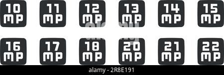 Satz mit 12 Symbolen Hardware. Collection mit Zeilensymbolen. Einfacher Satz. Lineare Symbole festgelegt. Dünn gefüllte Symbolpakete. UI und UX Stock Vektor