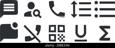 Satz von 10 Symbolen Texteditor. Vektorsammlung dünne Linie Web-Symbol. Einfacher Satz. Für Mobilgeräte und Web. Dünn gefüllte Symbolpakete. Vektordarstellung Stock Vektor