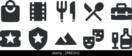 Set mit 10 Symboldarstellungen. Moderne Symbole mit dünnen Linien. Moderner Trend im Stil. Lineare Symbole festgelegt. Große UI-Symbolgruppe. UX-BENUTZEROBERFLÄCHE Stock Vektor