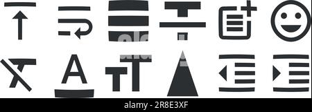 Editor für 12-Symbole. Vektordarstellung von Symbolen für dünne Linien. Einfacher Satz. Für Mobilgeräte und Web. Große UI-Symbolgruppe in flachem Design. UX-BENUTZEROBERFLÄCHE Stock Vektor