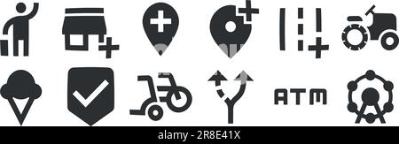 Bild mit 12 Symbolen. Vektorsammlung dünne Linie Web-Symbol. Moderner Trend im Stil. Lineare Symbole festgelegt. Große UI-Symbolgruppe in flachem Design. UI und UX Stock Vektor