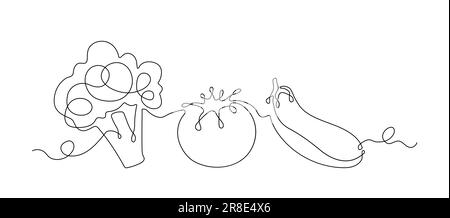 Gemüse-Set-Konzept mit kontinuierlicher Linie Stock Vektor
