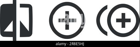 Bild mit 3 Symbolen. Collection mit Zeilensymbolen. Umreißen Sie isolierte Zeichen. Für Mobilgeräte und Web. Große UI-Symbolgruppe. Vektordarstellung Stock Vektor