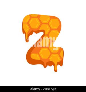 Z Herbstschriftart, Großbuchstabe süßer Honig Wabe. Vektor-Herbsttyp ABC, Schriftsatz oder Textelement. Englische lateinische Schriftart Stock Vektor