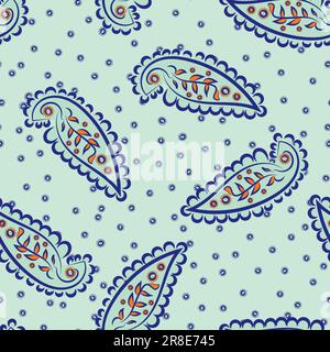 Paisley nahtloser Vektorhintergrund. Wunderschönes handgezeichnetes Blumendesign mit kleinem Blumenhintergrund. Die Pastelltöne werden wiederholt Stock Vektor