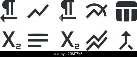 Satz von 10 Symbolen Texteditor. Vektorsammlung dünne Linie Web-Symbol. Einfacher Satz. Für Mobilgeräte und Web. Große UI-Symbolgruppe in flachem Design. UI und UX Stock Vektor