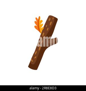 Stopp Interpunktionszeichen, Anführungszeichen Herbstzeichen Eichenbaum Zweig mit gelbem Blatt. Vektortypographisches Interpunktionszeichen, Thanksgiving-Schriftartenalphabet Stock Vektor