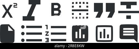 Editor für 12-Symbole. A festgelegte Vektorsymbole. Moderner Trend im Stil. Lineare Symbole festgelegt. Dünn gefüllte Symbolpakete. Vektordarstellung Stock Vektor