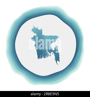 Logo von Bangladesch. Dienstmarke des Landes. Geschichtetes kreisförmiges Schild um Bangladesch. Lebendige Vektordarstellung. Stock Vektor