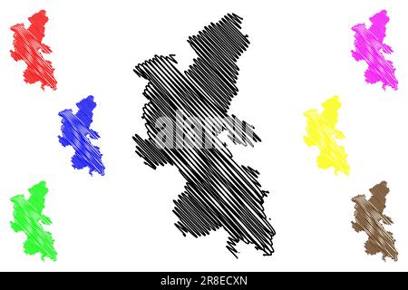 Buckinghamshire Ceremonial County (Vereinigtes Königreich Großbritannien und Nordirland, England) Karte Vektordarstellung, Scribble Sketch Bucks Karte Stock Vektor