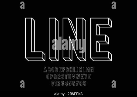 Kreativer, moderner 3D-Schriftartvektor in linearem Stil. Einzigartige Strichgrafiken-Design-Illustration. Stock Vektor