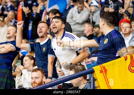 Glasgow, Großbritannien. 20. Juni 2023. Schottland-Fans während der UEFA EURO 2024 Quaiifying Scotland V Georgia im Hampden Park Stadium am Dienstag, den 20. Juni 2023 (Foto: Alan Rennie/SportPix/Sipa USA) Guthaben: SIPA USA/Alamy Live News Stockfoto