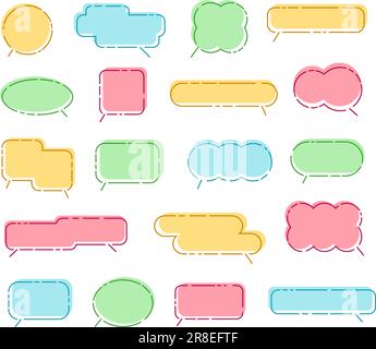 Frames für Sprechblasen. Intelligentes Callout-Feld, einfacher Chat-Frame und Vektorsatz für bearbeitbare Konturpfade. Dialogballons, bunte Kommunikation c Stock Vektor