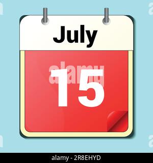 Tag im Kalender, Vektorbildformat, JULI 15 Stock Vektor