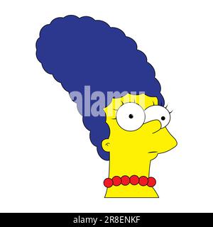 Marge-Simpson-Zeichentrickfigur isoliert auf weißem Hintergrund Stock Vektor