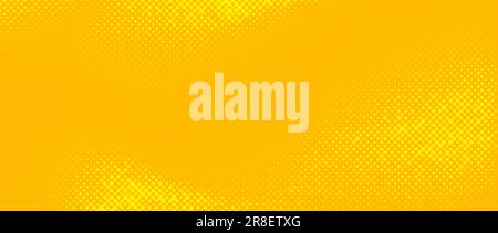 Heller gelber Halbtonhintergrund. Retro-Comic-Kornstruktur. Verpixelte Punkte, Cartoon-Tapete. Pop-Art-Farbverlauf. Vektorhintergrund. Stock Vektor