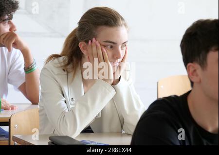 Italien, Arezzo, 21. Juni 2023: Italien, High School Maturity Exs 2022. Wissenschaftliche Highschool Francesco Redi, erste schriftliche Prüfung der Highschool-Prüfungen. Foto © Daiano Cristini/Sintesi/Alamy Live News Stockfoto