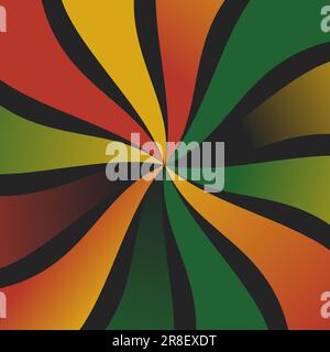 Geschmeidiger Hintergrund mit abstraktem Design. Retro-Ray-Muster auf roten, gelben und grünen Farben. Vorlage für Banner, digital Stock Vektor