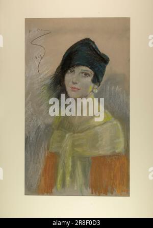 Junge Frau in Black hat 1927 von Alice Pike Barney, geboren in Cincinnati, OH 1857, gestorben in Los Angeles, CA 1931 Stockfoto