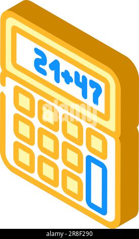 Rechner Mathematik Bildung isometrische Symbolvektordarstellung Stock Vektor