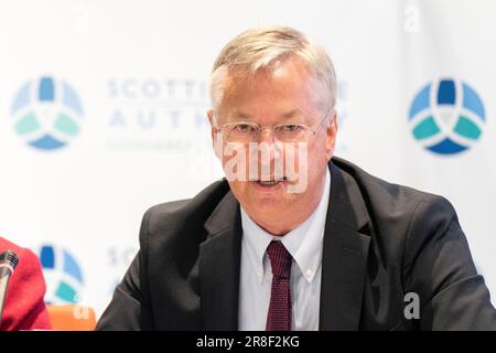 Vorsitzender von Martyn Evans während der Vorstandssitzung der Scottish Police Authority im Apex Grassmarket Hotel in Edinburgh. Bilddatum: Mittwoch, 21. Juni 2023. Stockfoto