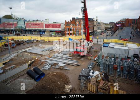 Die Bauarbeiten für einen Stockport Stockfoto