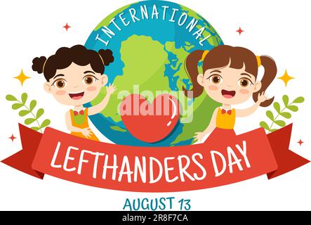 Happy Lefthanders Day Celebration Vector Illustration mit dem Bewusstsein für Stolz in „Are Left Handed in Kids Cartoon“-Vorlagen Stock Vektor